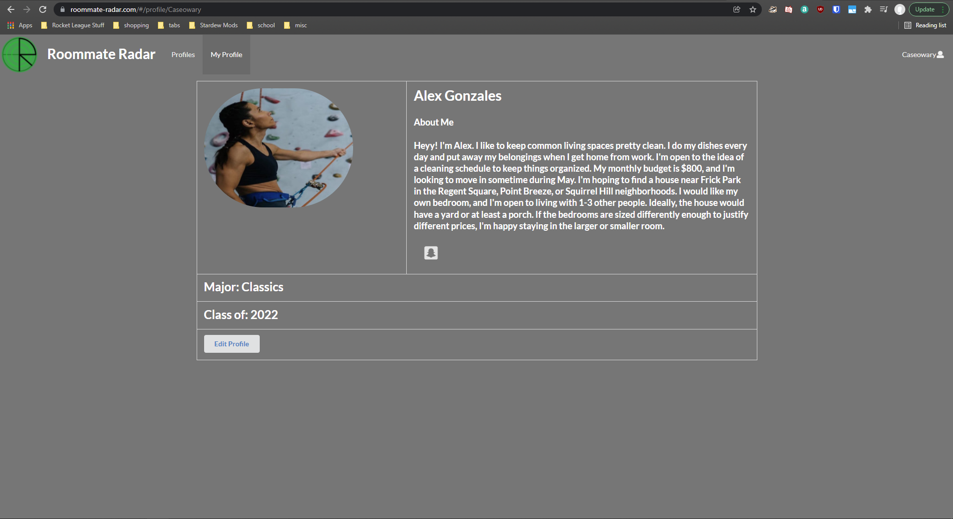 User Profile Page